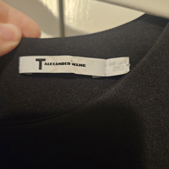 Alexander Wang Black Short Sleeve Scuba Neoprene Cropped Tee Large - Picture 2 of 4